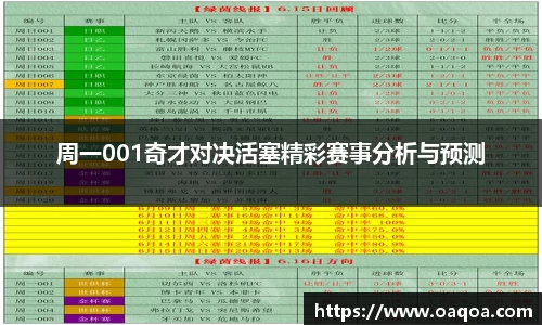 周一001奇才对决活塞精彩赛事分析与预测